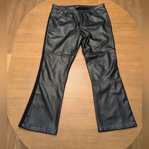 Black Leather Flared Pants. Star Motorcycle By Yamaha. Size 8 Women's. EUC.